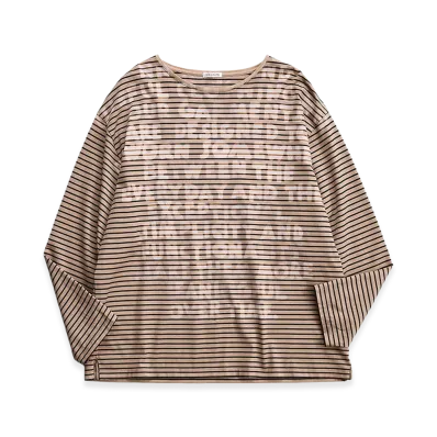 NICENESS Hyde Hand-Stenciled Long Sleeve Basque Tee "Brown"
