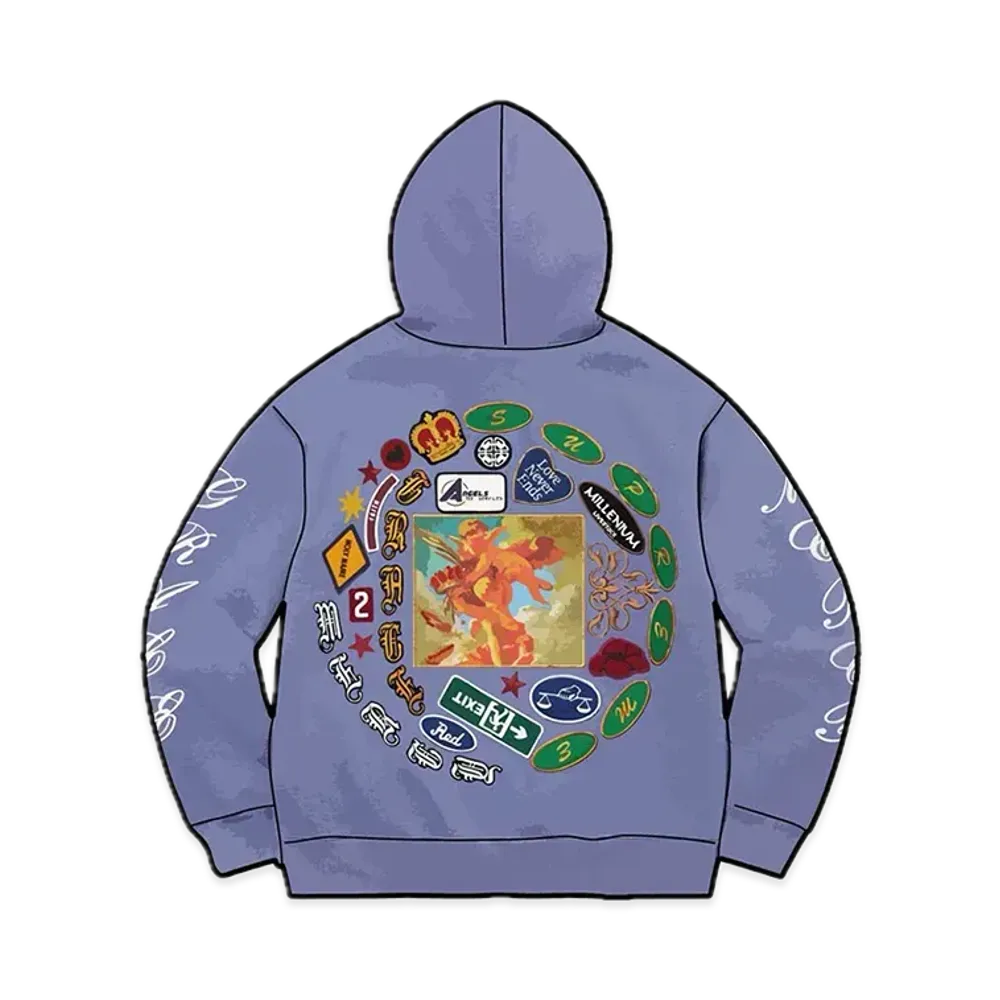 Supreme Patches Spiral Hooded Sweatshirt "Light Purple"