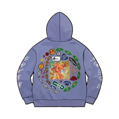 Supreme Patches Spiral Hooded Sweatshirt "Light Purple"