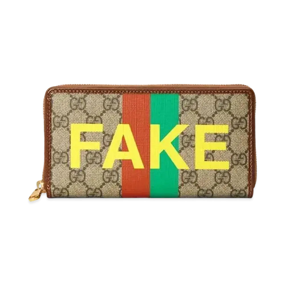 GUCCI FAKE / NOT Print Zip Around Wallet