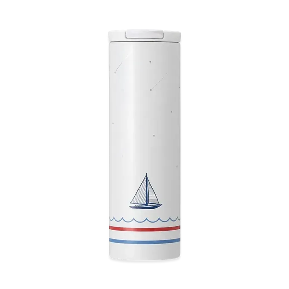 STARBUCKS Stainless Steel Cylinder Tumbler Marine Border 473ml "White"