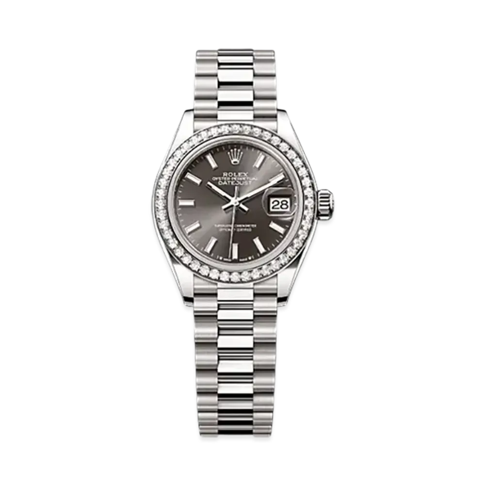 ROLEX Lady-Datejust 28mm White Gold Diamond 279139RBR "Dark Grey"