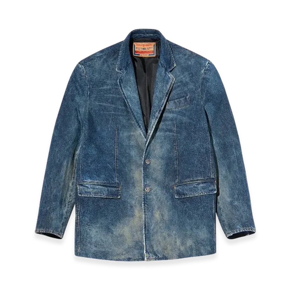 Diesel D-Over-DD Blazer In Hand-Treated Dirty Denim "Dark Blue"