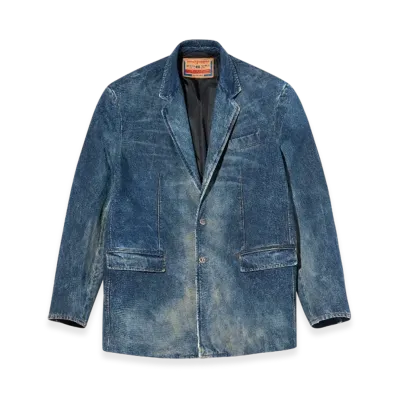 Diesel D-Over-DD Blazer In Hand-Treated Dirty Denim "Dark Blue"