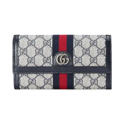 GUCCI Ophidia GG Continental Wallet Supreme Canvas "Beige/Blue"