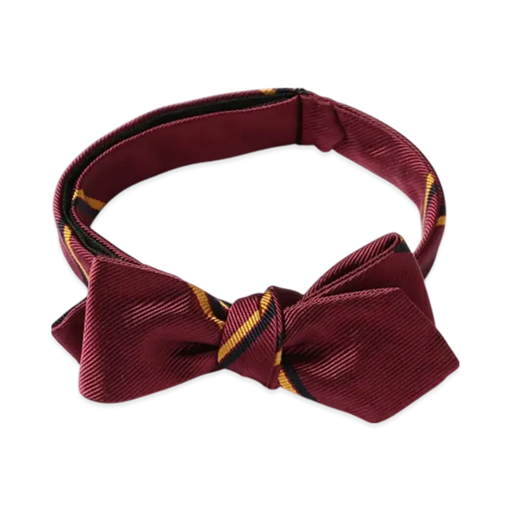 BEAMS Silk Bow Tie Wide Regimental "Burgundy"