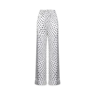 STELLA McCARTNEY Women's Polka Dot Satin Wide-Leg Trousers "White/Black"