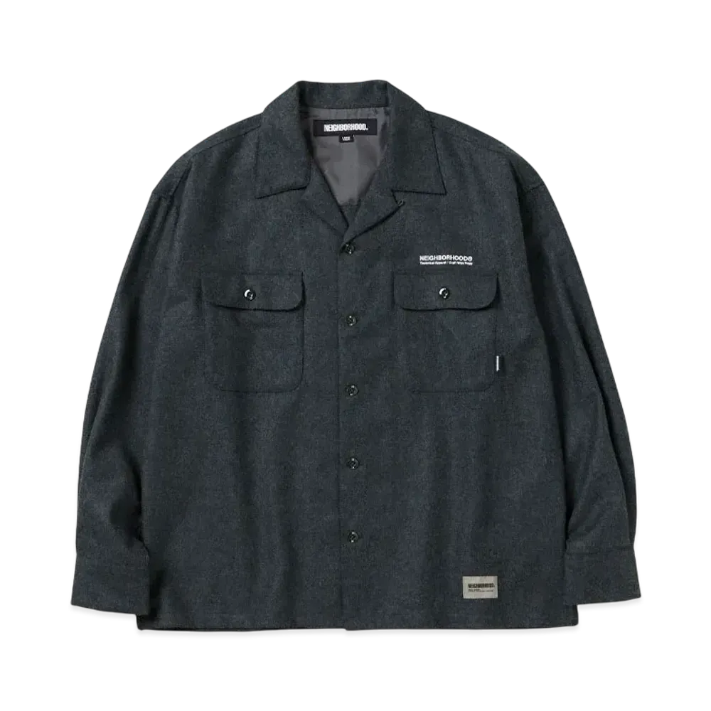 NEIGHBORHOOD Wool Open Collar Shirt LS "Olive Drab"
