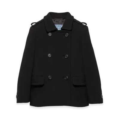 PRADA Women's Double-Breasted Natte Jacket "Black"