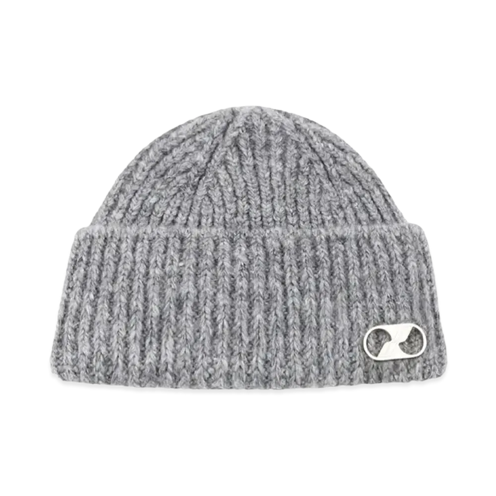 WE11DONE Metal Logo Short Beanie "Light Gray"
