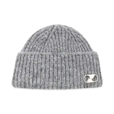 WE11DONE Metal Logo Short Beanie "Light Gray"