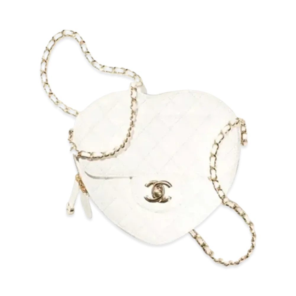 CHANEL Heart Shape Bag Lambskin "White"
