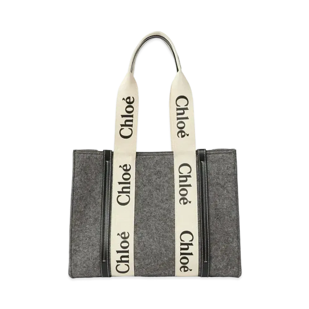 Chloe Medium Woody Tote Bag "Cashmere Grey"