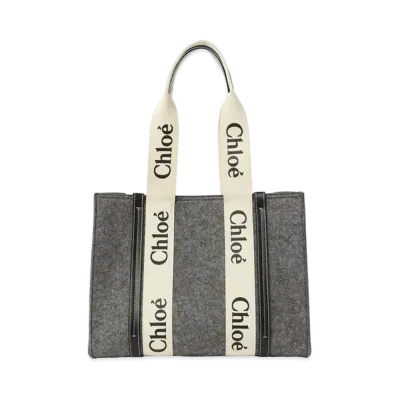 Chloe Medium Woody Tote Bag "Cashmere Grey"