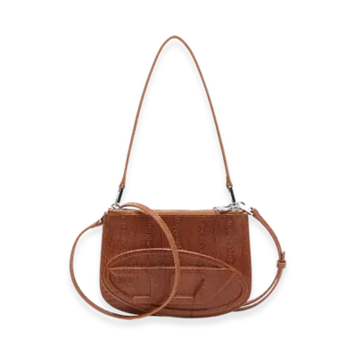 Diesel 1Dr Twin 1Dr Twin-Double-Pouch Shoulder Bag In Printed Leather "Brown"