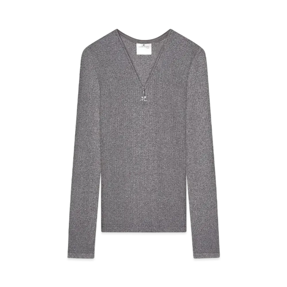 Courreges 90'S Zip Neck T-Shirt "Dark Heather Grey"