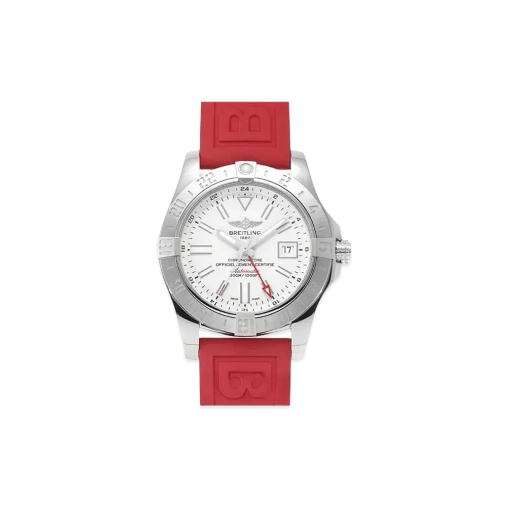 Breitling Avenger II GMT "White/Red/Stainless Steel"