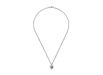 GUCCI Interlocking Double G Enamel Heart Necklace