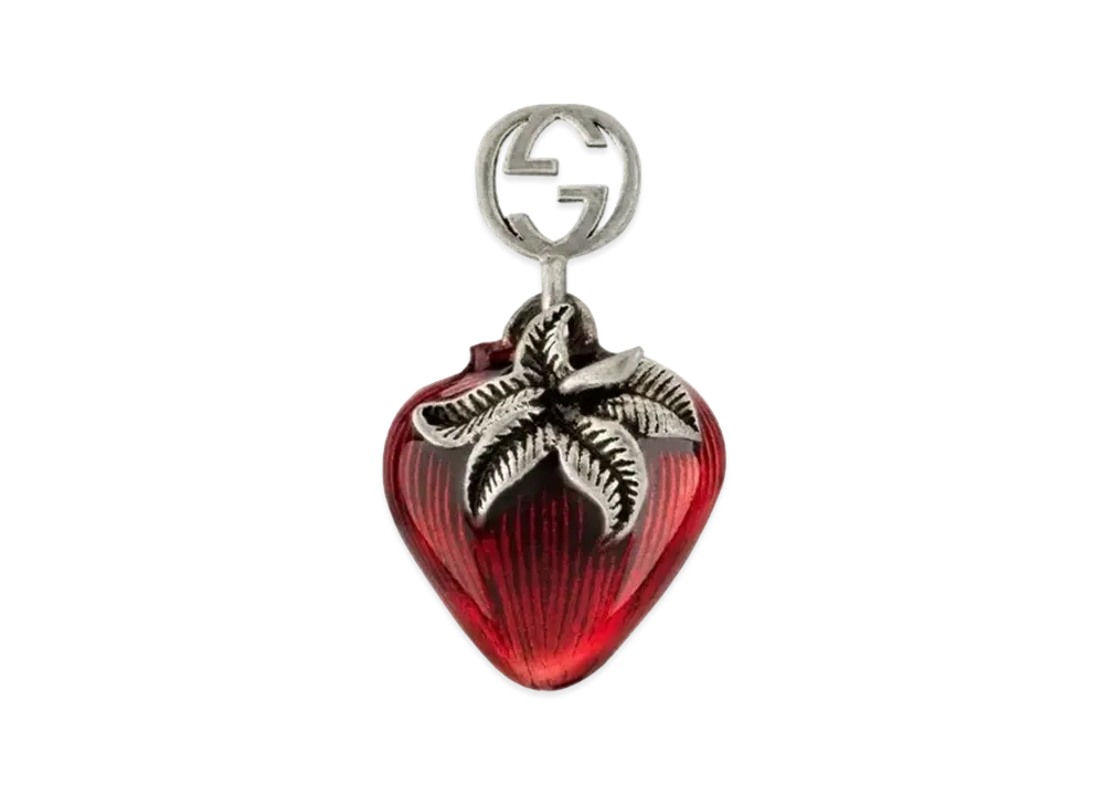 GUCCI Interlocking Double G Strawberry Single Earrings "Silver"