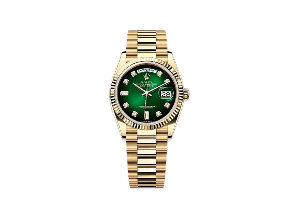 ROLEX Day-Date 36mm Yellow Gold 128238 "Green Ombre"