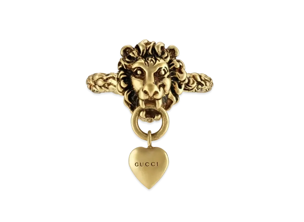 GUCCI Lion Head Heart Ring "Gold"