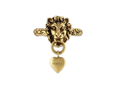 GUCCI Lion Head Heart Ring "Gold"