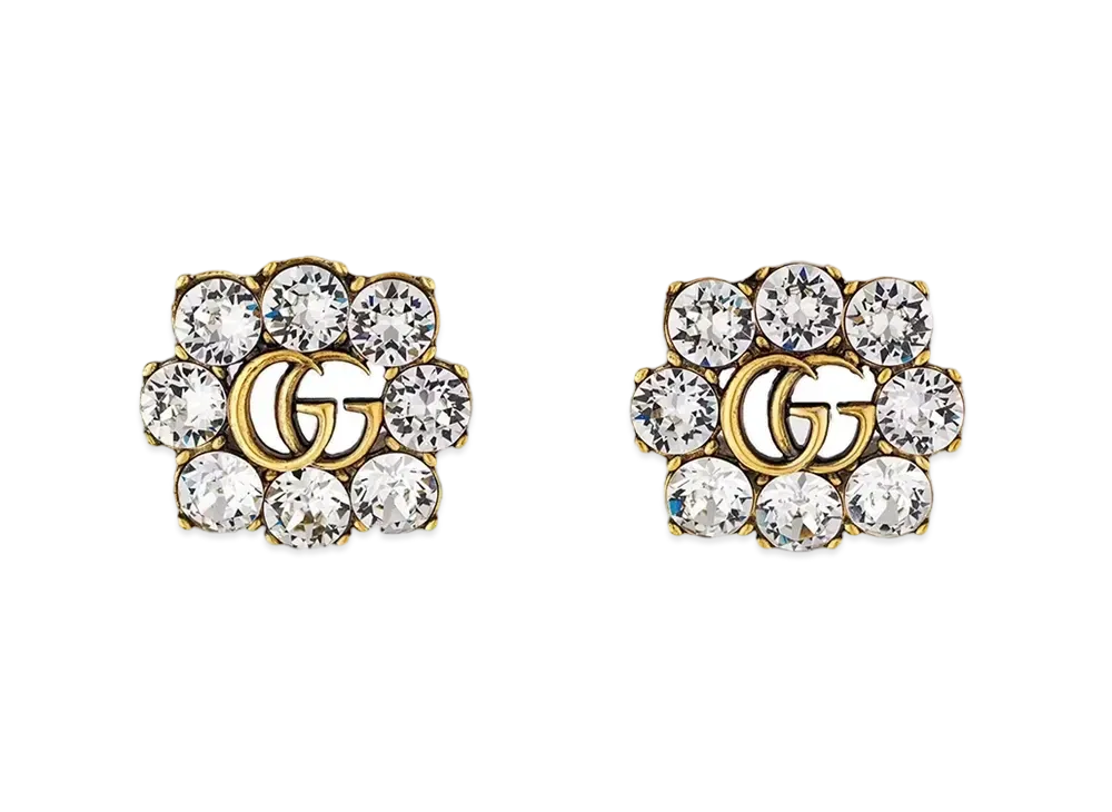 GUCCI Crystal Double G Earrings