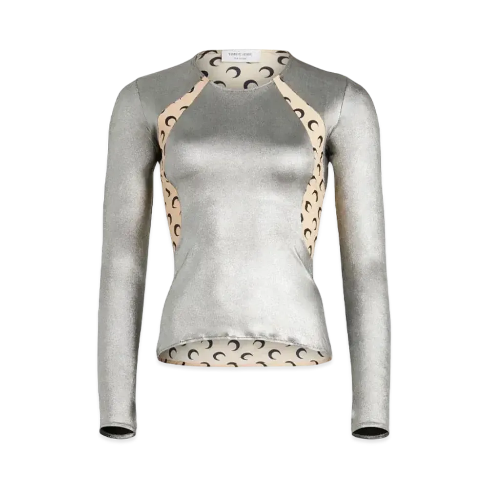 Marine Serre Regenerated Jersey Draped Long Sleeve "Silver Jersey Drapped"