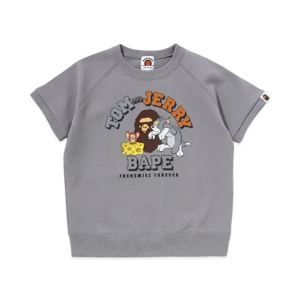 A BATHING APE x Tom And Jerry 85TH Kids Relaxed Fit Sweat Tee "Gray"