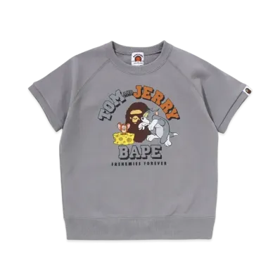 A BATHING APE x Tom And Jerry 85TH Kids Relaxed Fit Sweat Tee "Gray"