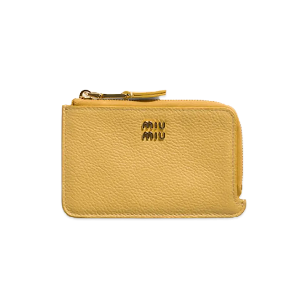MIU MIU Leather Pouch Card Holder "Yellow"
