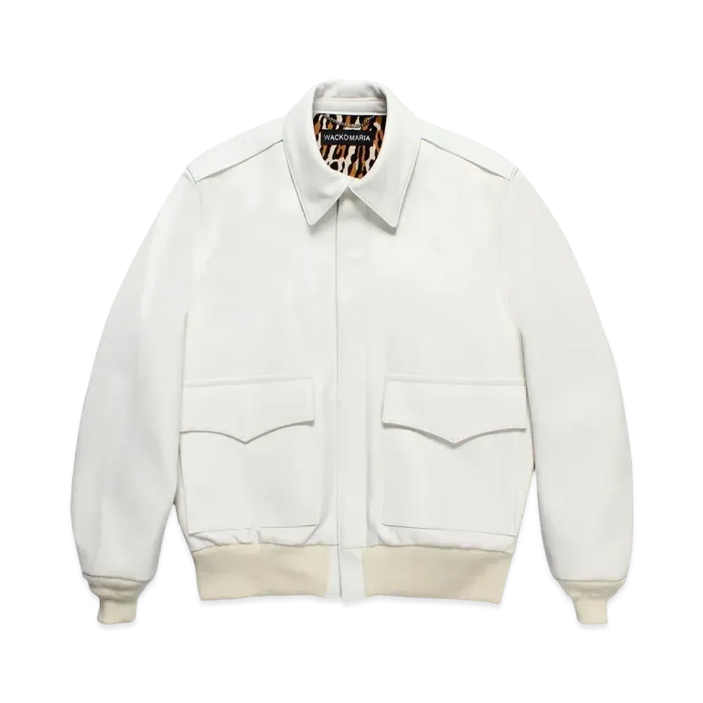 WACKO MARIA Leather A-2 Flight Jacket "White"