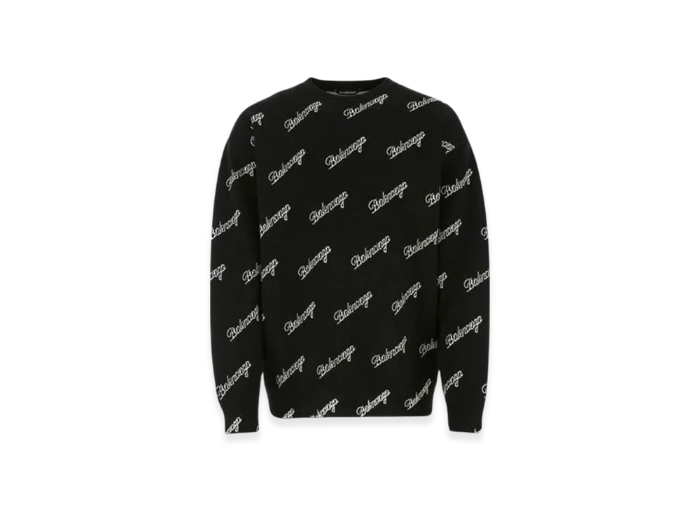 BALENCIAGA Script Logo Crewneck Sweater "Black"