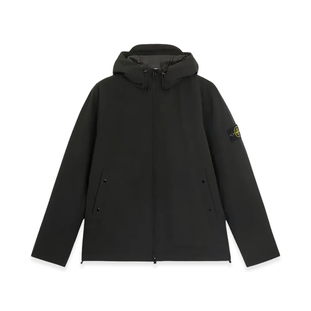 Stone Island 40627 Soft Shell-R E.Dye Technology in Recycled Polyester with Primaloft Insulation Technology Waterproof and Windproof Hooded Blouson - 24FW "Black"