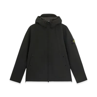 Stone Island 40627 Soft Shell-R E.Dye Technology in Recycled Polyester with Primaloft Insulation Technology Waterproof and Windproof Hooded Blouson - 24FW "Black"