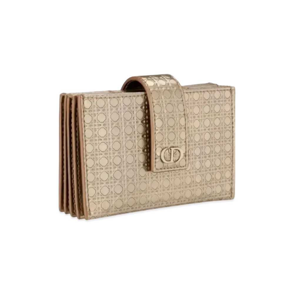 Dior Cow Leather Cannage Pattern Montenyu Card Holder "Gold"