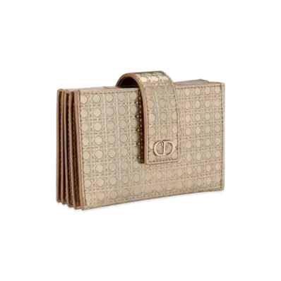 Dior Cow Leather Cannage Pattern Montenyu Card Holder "Gold"