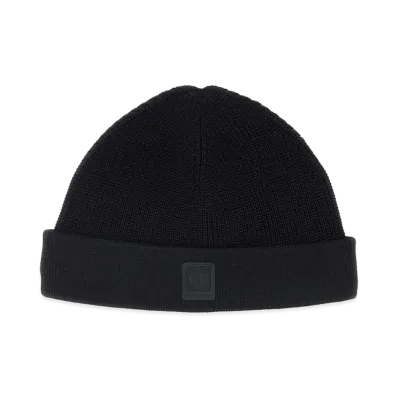 C.P. Company Cotton Beanie Hat "Black"
