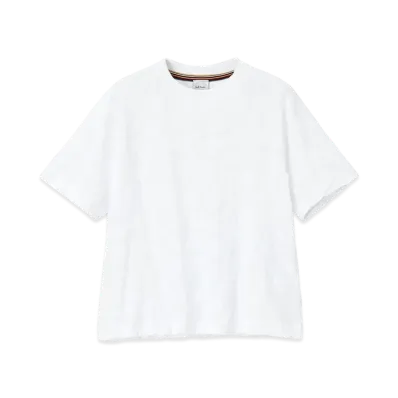 Paul Smith Women's Floral Jacquard Short Sleeve Cut and Sewn "White"