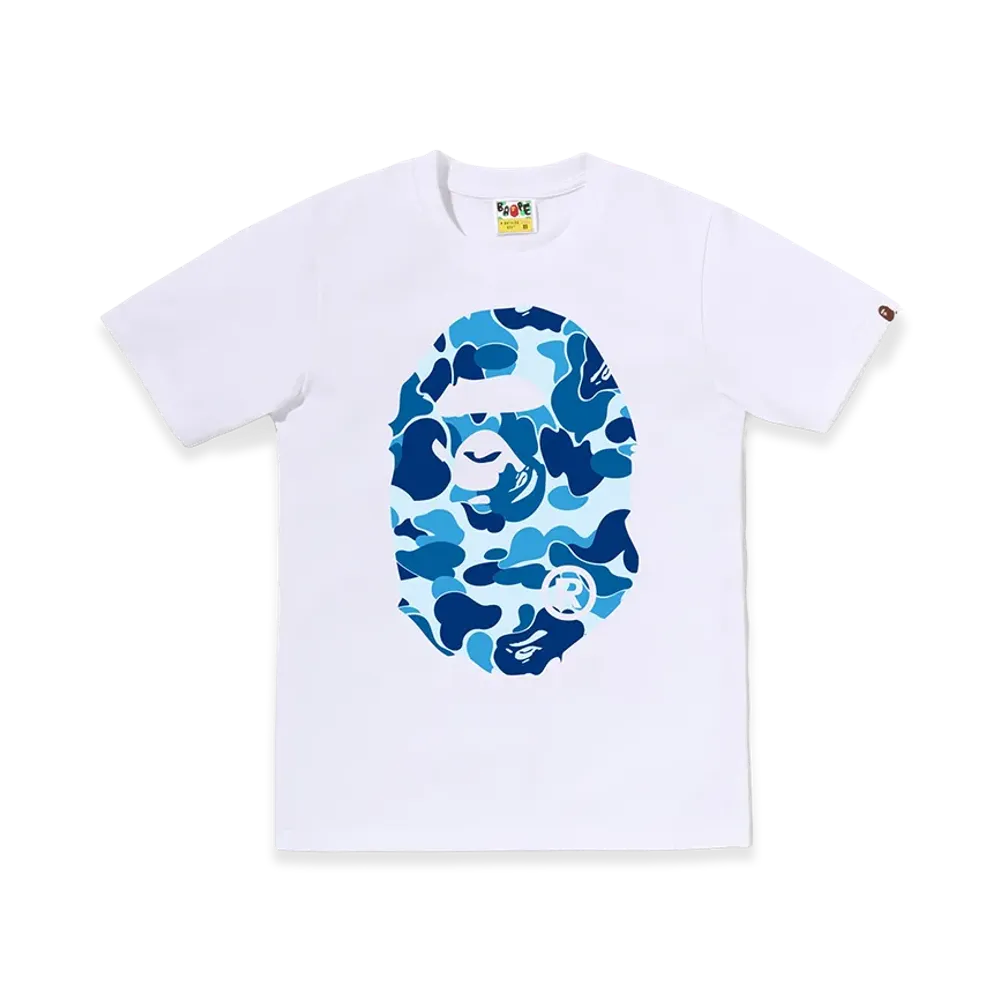 A BATHING APE Women's ABC Camo Big Ape Head Tee "White/Blue"