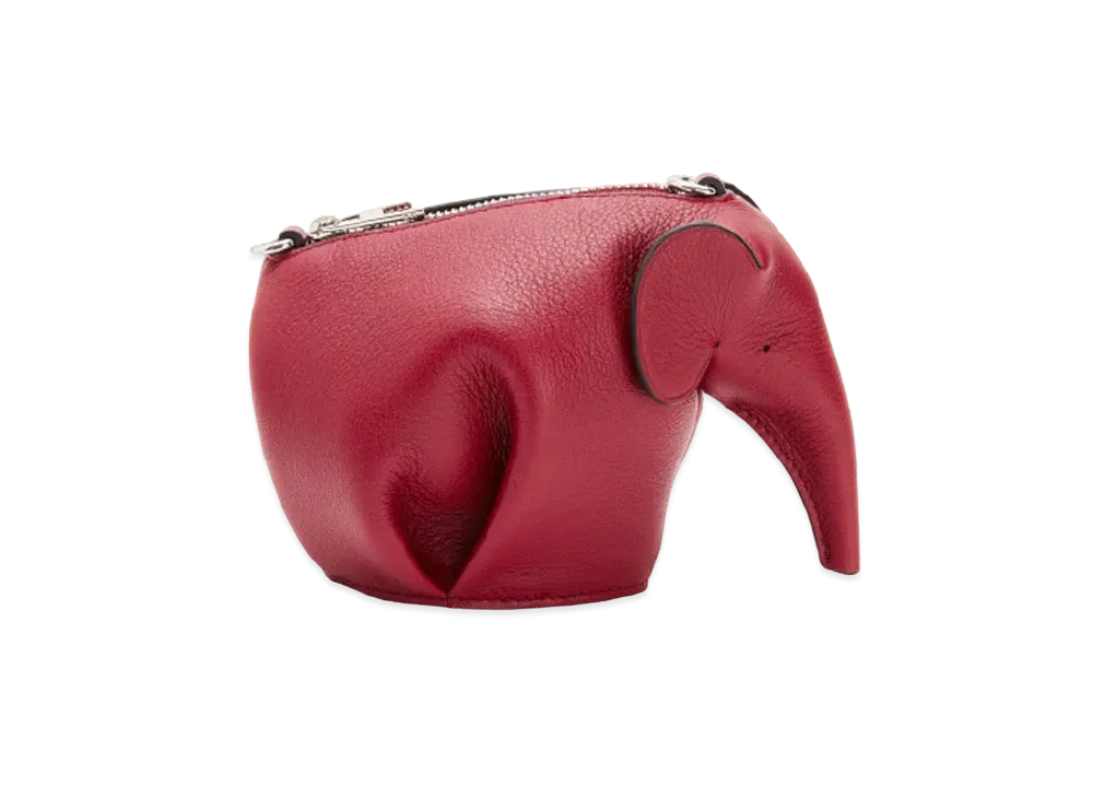LOEWE Elephant Pouch In Classic Calfskin "Deep Red"
