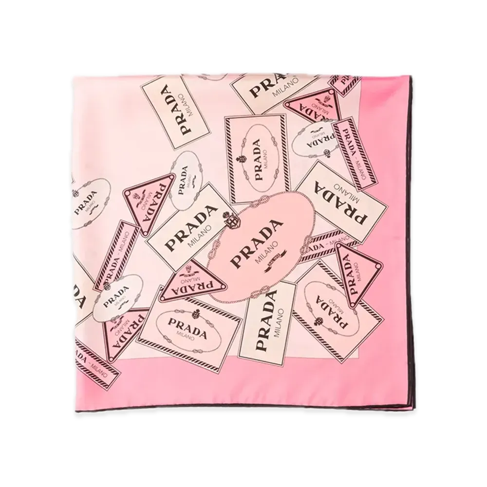 PRADA Printed Silk Twill Scarf 90 x 90 "Pink"