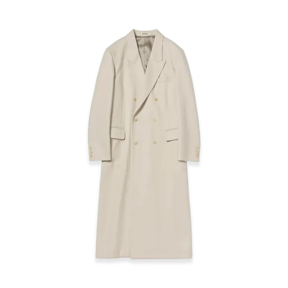 AURALEE Light Melton Chesterfield Coat "Cream Beige"