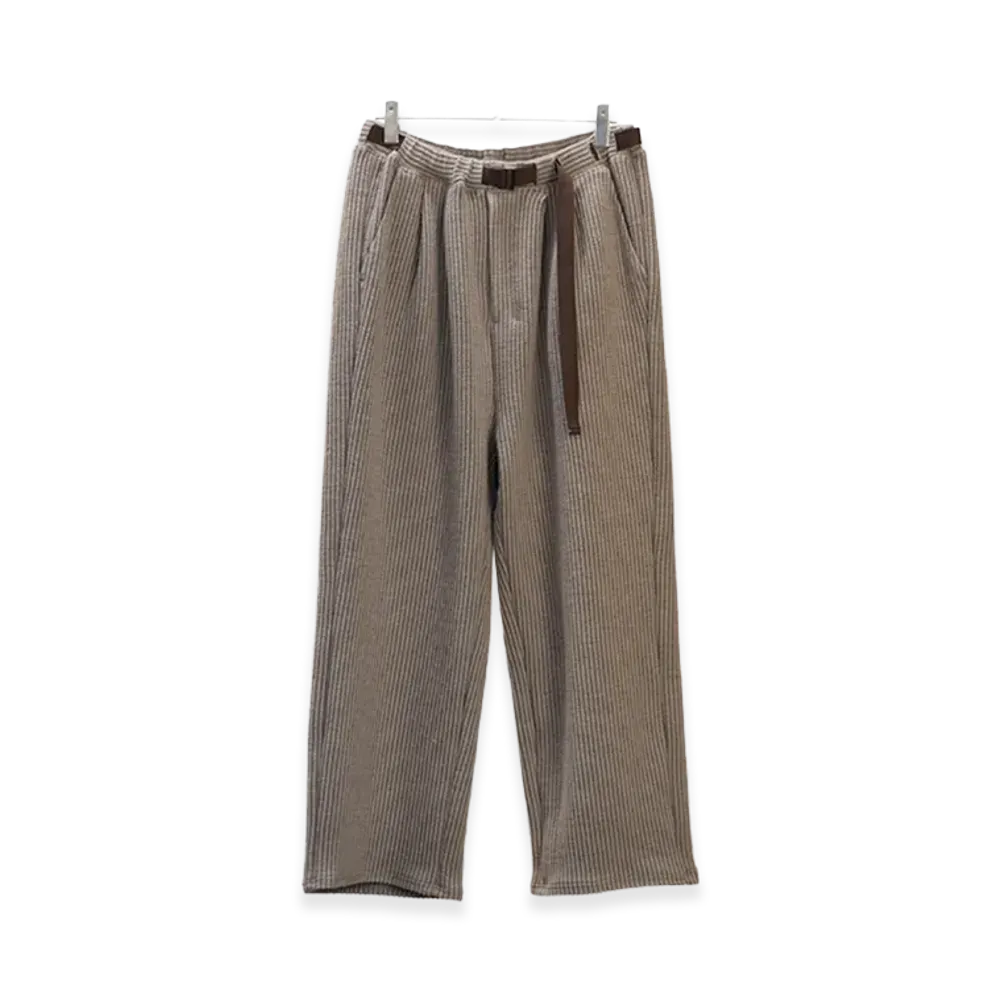 ANCELLM Woolcord Beltless Slacks "Sand"
