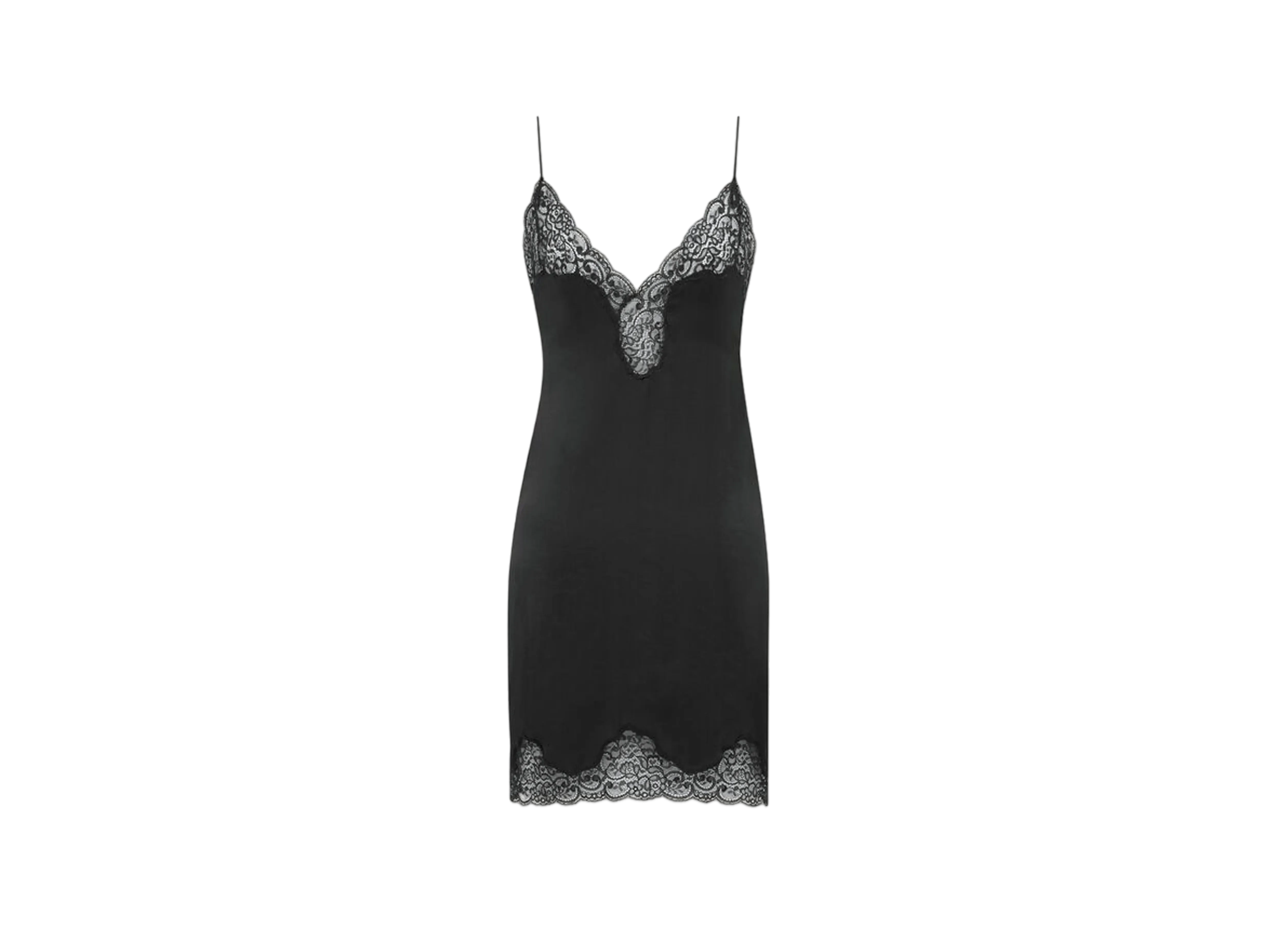 Saint Laurent Women's Slip Dress in Toile and Lace "Black"