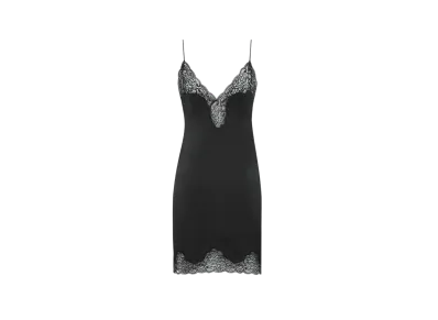 Saint Laurent Women's Slip Dress in Toile and Lace "Black"