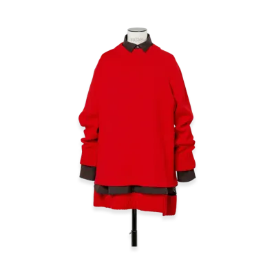 sacai Suiting x Wool Knit Dress "Red/Brown"