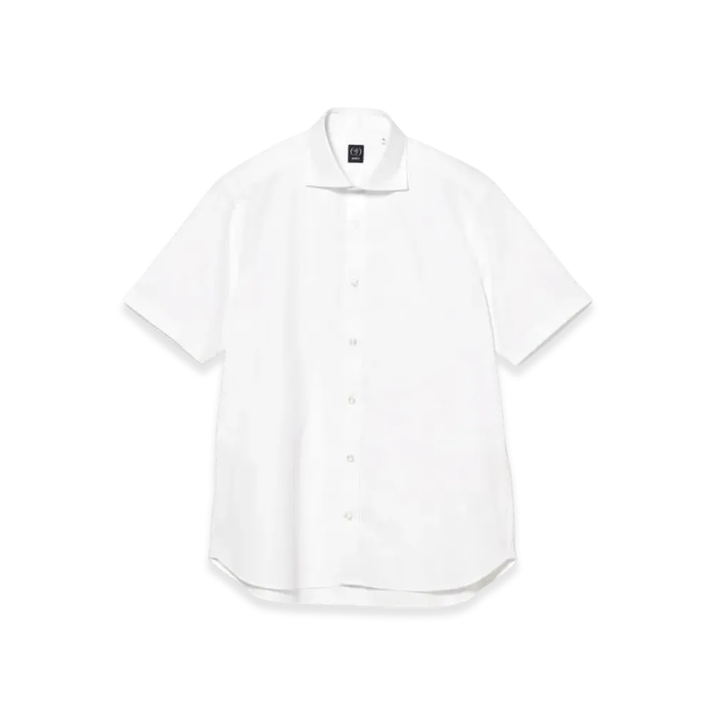 BEAMS Coolmax Karami Short Sleeve Cutaway Collar Shirt "White"
