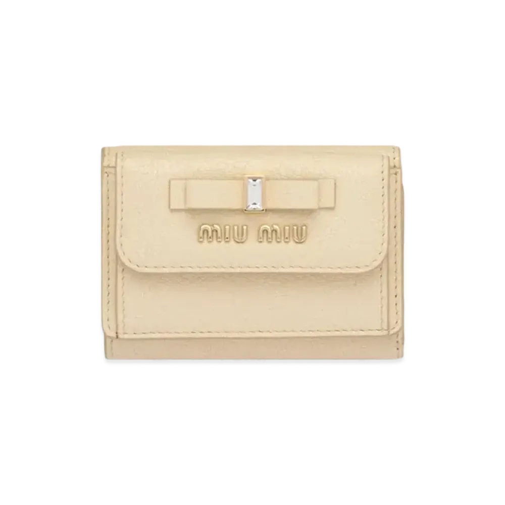 MIU MIU Madras Leather Wallet "Cream White"