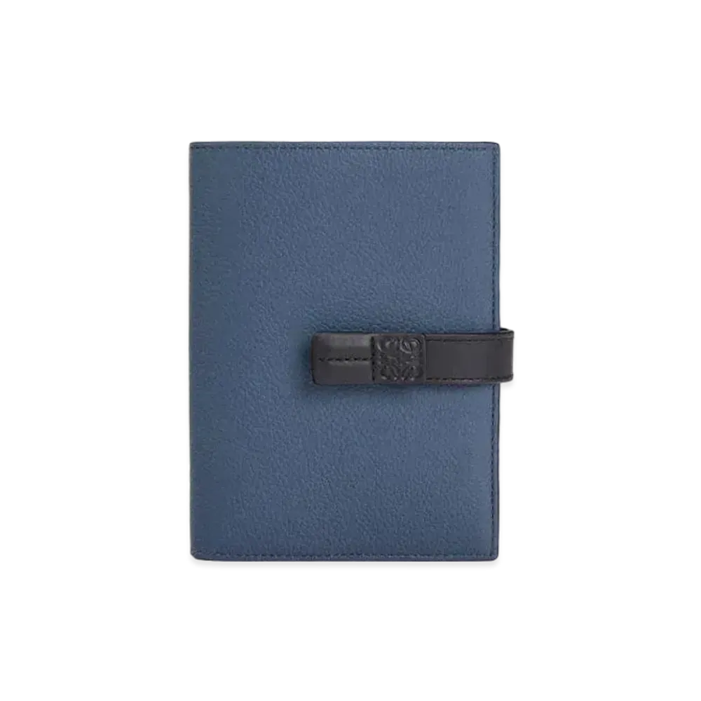 LOEWE Medium Vertical Wallet In Grained Calfskin "Indigo Dye / Black"